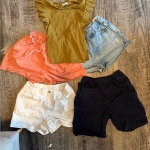 Uniqlo Kids Shorts Set - Coral, Light Blue, White, Black